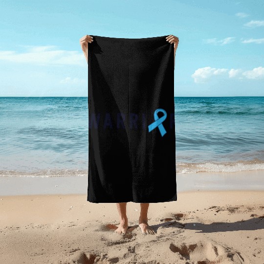 Prostate Cancer Warrior Light Blue Ribbon Dad Beach Towels