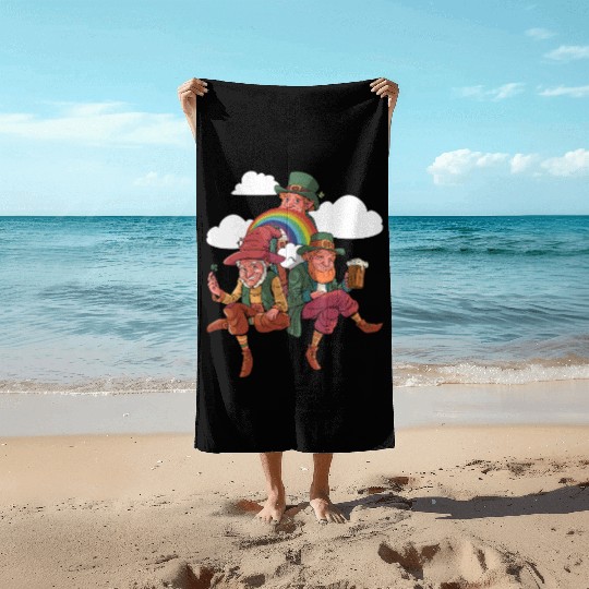 Three Leprechauns - St Patricks Day Irish Beach Towels