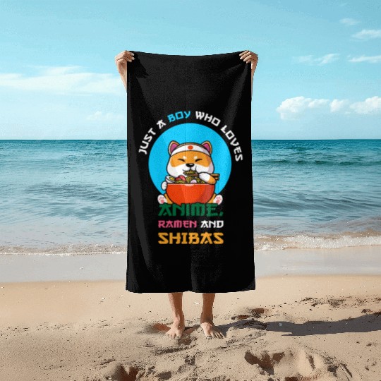 Just a boy who loves anime, ramen and shibas Beach Towels