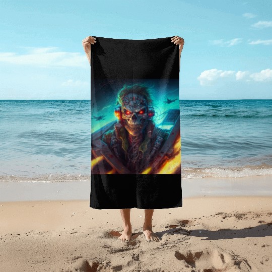 ZOMBIE IRON MAIDEN (version 13) Beach Towels