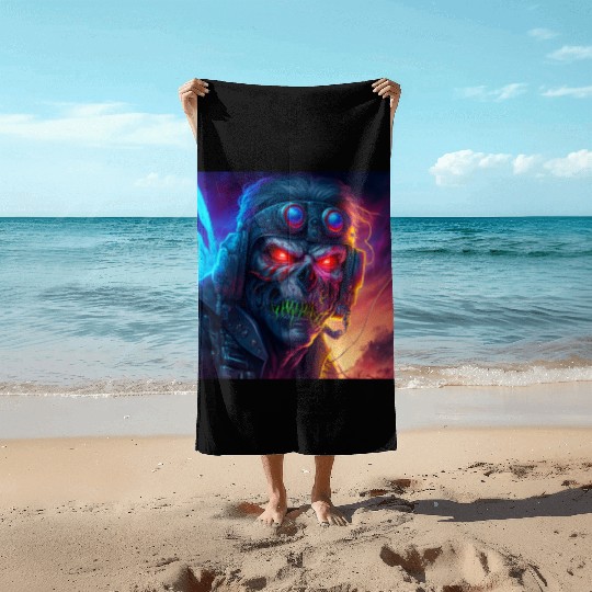 ZOMBIE IRON MAIDEN (version 9) Beach Towels
