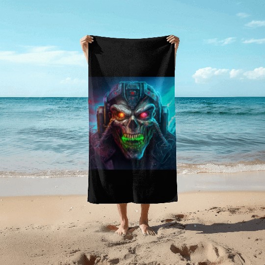 ZOMBIE IRON MAIDEN (version 8) Beach Towels