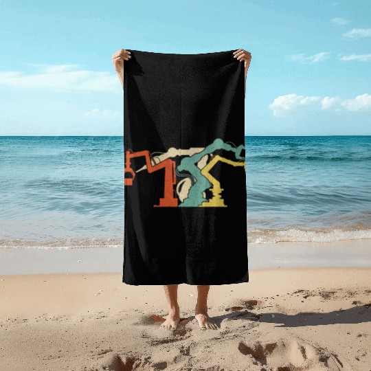 Robot Robotics Engineer Retro Beach Towels