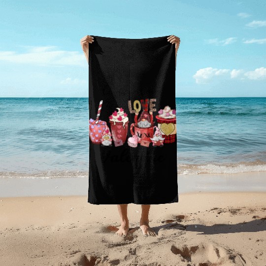 Coffee is my love Valentine day Beach Towels