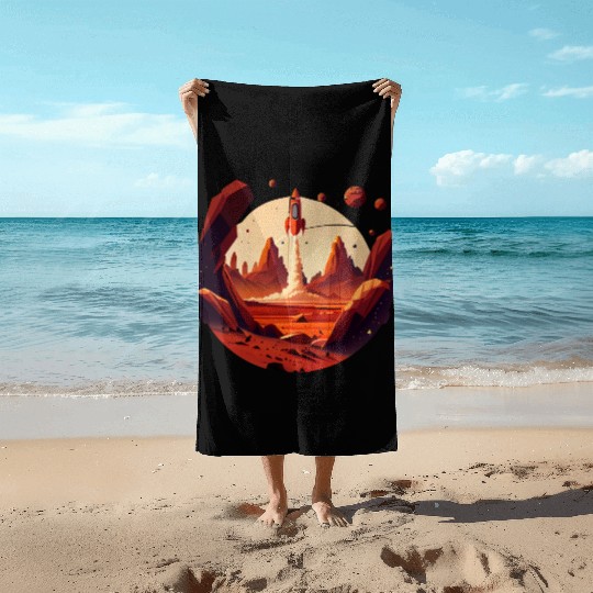Vintage Space Science Mars Fiction Geek Solar Beach Towels