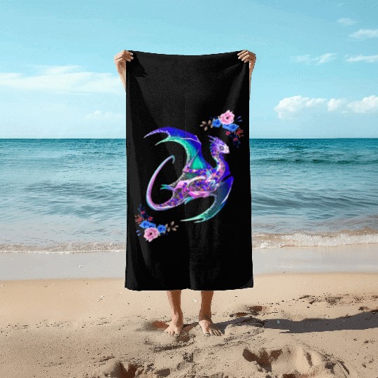 Day Of The Dead Sugar Skull Dragon Beach Towels
