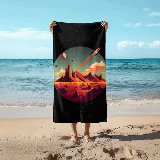 Vintage Space Science Mars Fiction Geek Solar Beach Towels