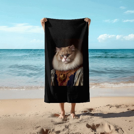 Angora Persian Cat Breed Portrait Royal Renaissanc Beach Towels