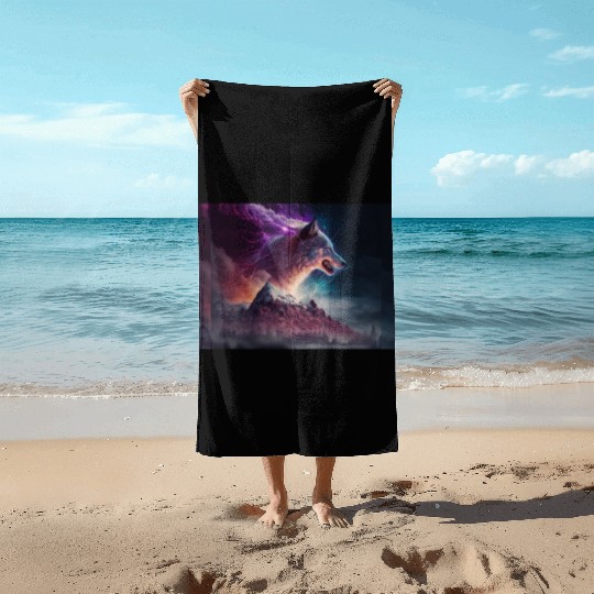 Electric Mountain, Violet Skies, and a Luminous Wo Beach Towels