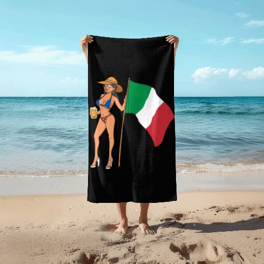 Hot Fan Girl Italy Beach Towels