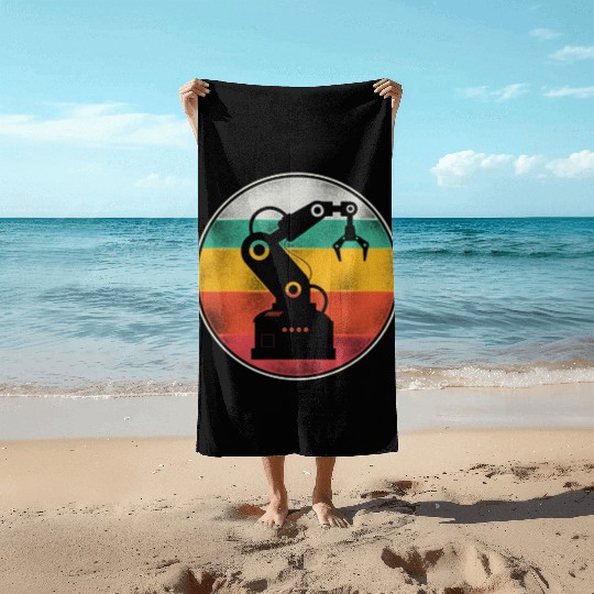 Robot Robotics Engineer Retro Beach Towels
