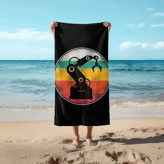 Robot Robotics Engineer Retro Beach Towels