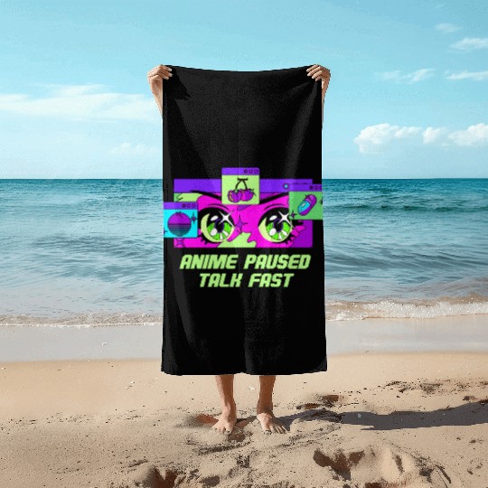 Anime Paused Talk Fast Manga Funny Japanese Animat Beach Towels