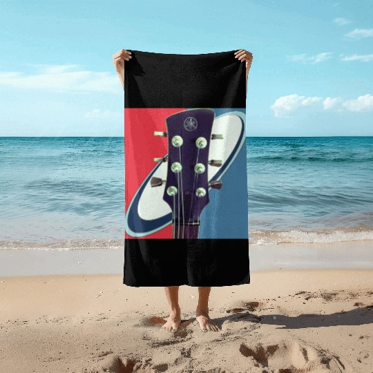 Red White Blue Rock and Roll Themed Guitar Beach Towels