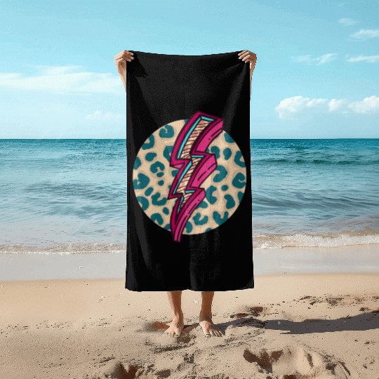 Cheetah Print Lightning Bolt Beach Towels