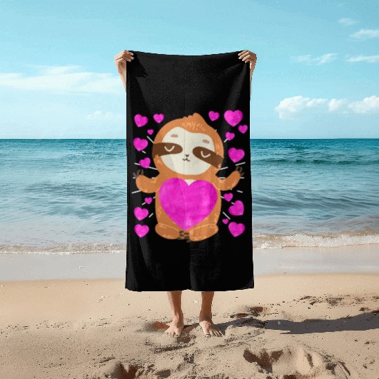 Couple love you my sloth Valentine's Day Beach Towels