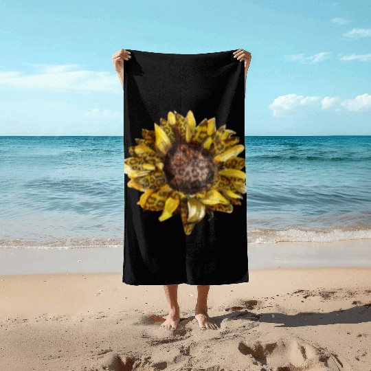 Leopard Print Sunflower Beach Towels