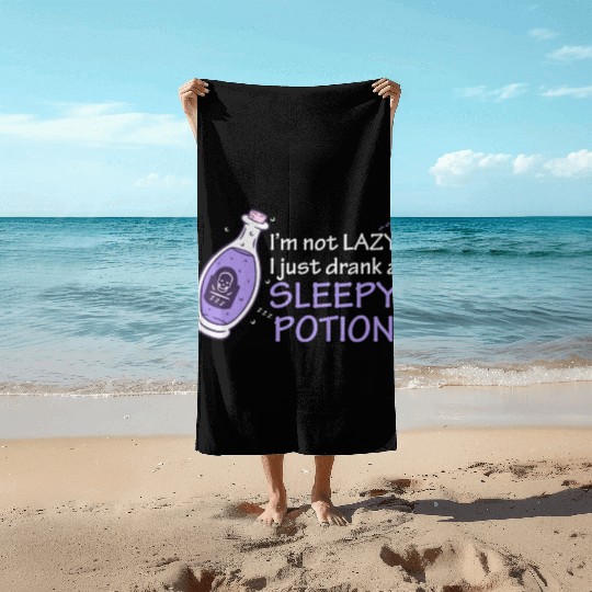 Funny Witch Procrastinating Sleep Potion Pagan Wit Beach Towels
