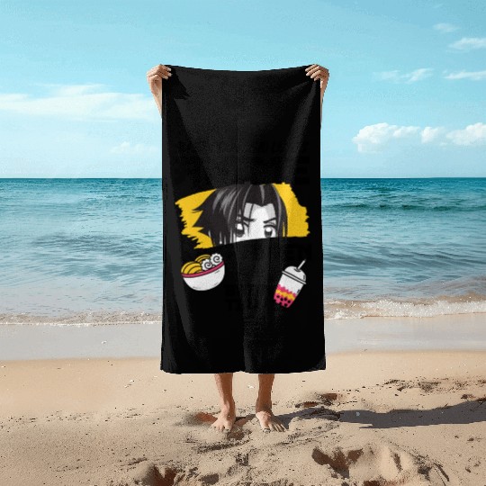 Just A Boy Who Loves Anime Ramen And.Boba Tea Beach Towels