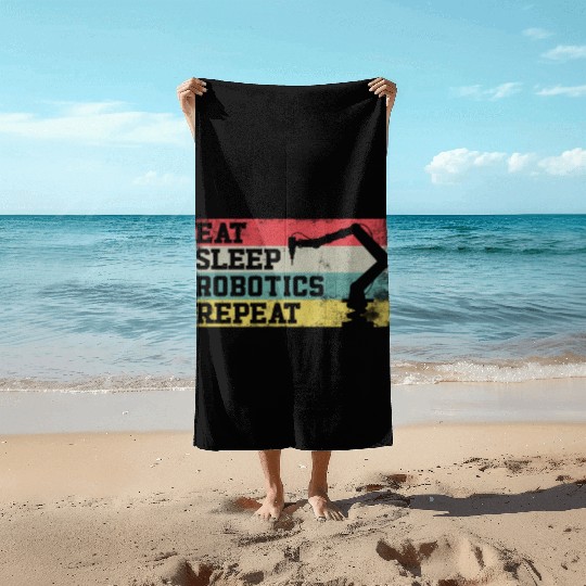 Robot Robotics Engineer Retro Beach Towels