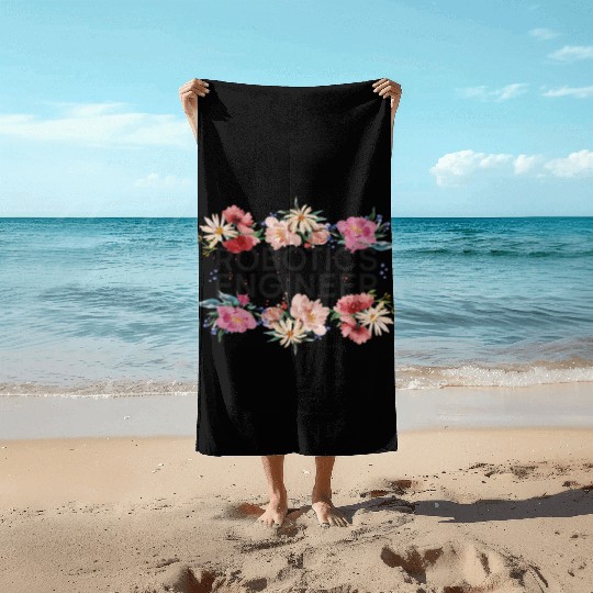 Robot Robotics Engineer Flower Beach Towels