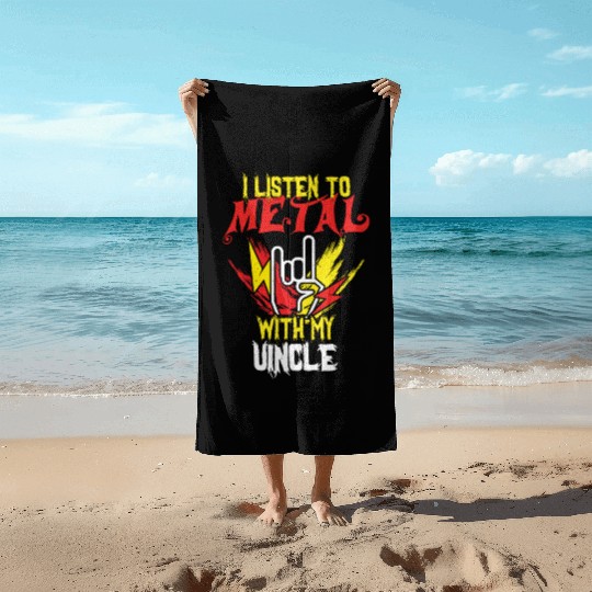 Metal With Uncle Metal Kid Music Lover Rocker Beach Towels