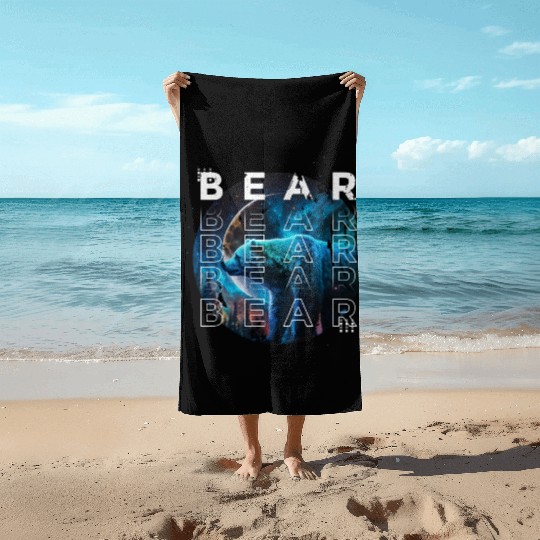 Midnight Roar: A Bear's Lunar Adventure Beach Towels