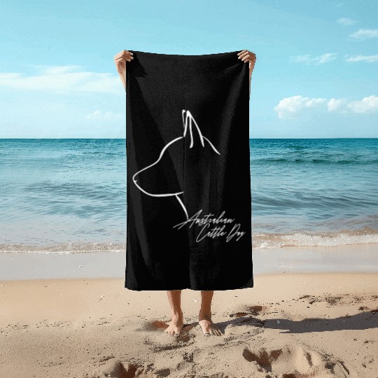 Funny Australian Cattle Dog Profile dog mom Beach Towels