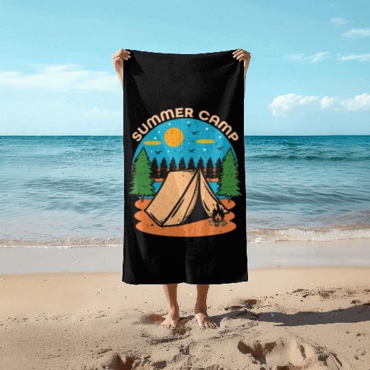 Happy Summer Camp Camping Lover FunnyT-Beach Towels