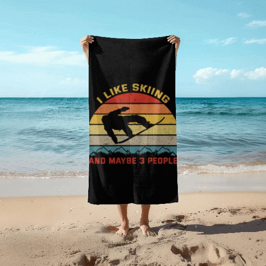 Skiing Lover Beach Towels