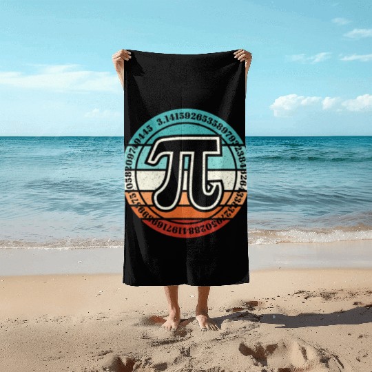Pi Day Retro Pi Symbol Math Teacher Nerd Geek 3 14 Beach Towels