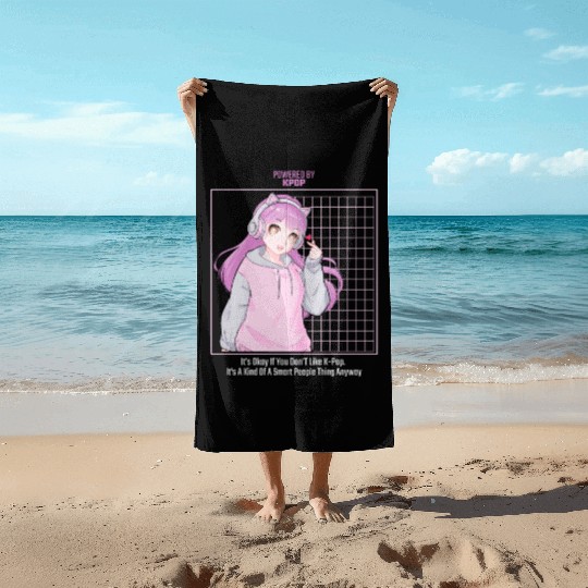Powered By KPop Korean Pop Kdrama Music Lovers Beach Towels