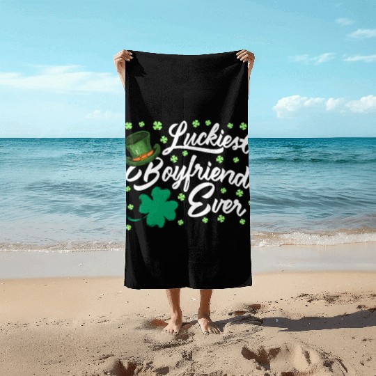 Luckiest Boyfriend Ever Valentine's Day Beach Towels