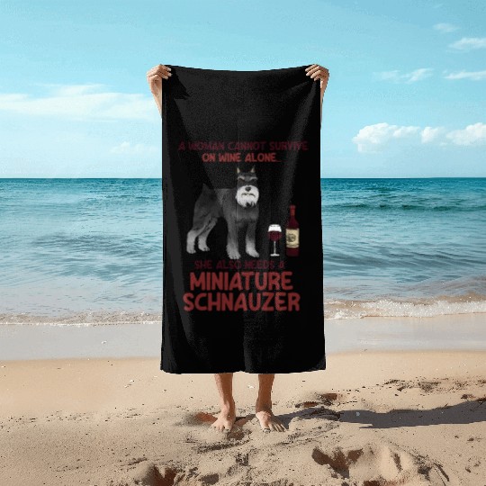 A Woman Cannot Survive On Wine Alone Miniature Sch Beach Towels