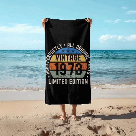 50th Birthday Vintage 1973 Beach Towels