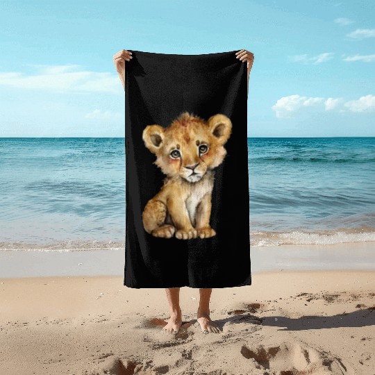 Cute Baby Cat Zodiac Leo Beach Towels