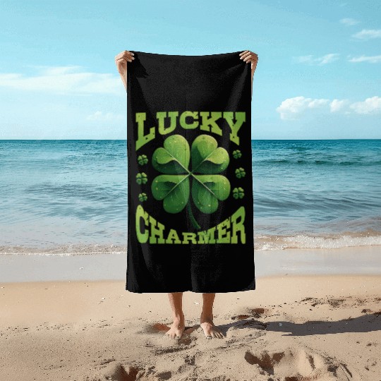 Lucky Charmer Shamrock St Patrick's Day Beach Towels