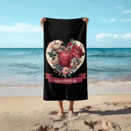 Digital Love: A Valentine's Day Artistic Journey Beach Towels