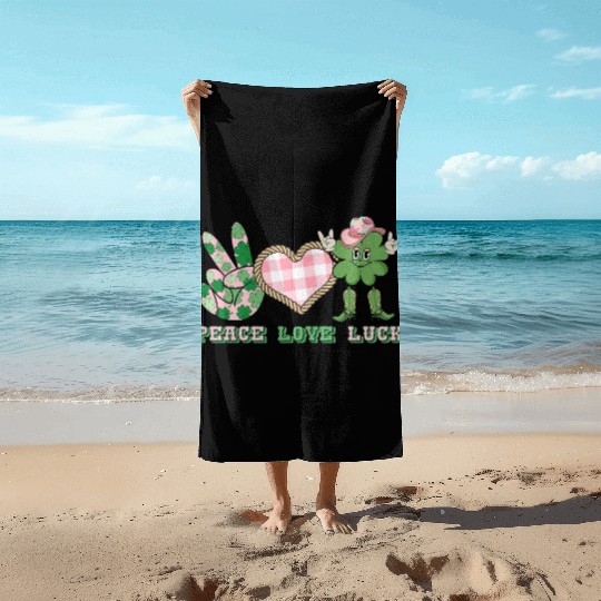 Peace Love Luck Beach Towels
