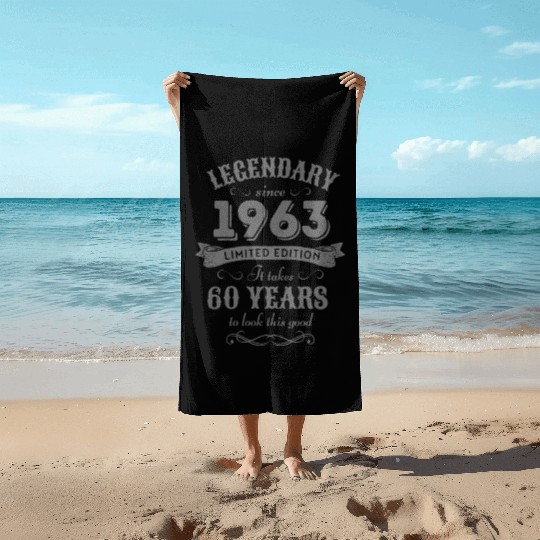 60th Birthday Vintage 1963 Beach Towels