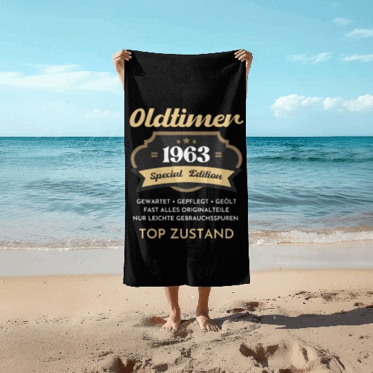 60th Birthday Vintage 1963 Beach Towels