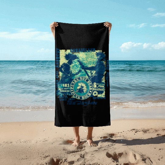 Punk Rock Skull Guitar Concert Beach Towels