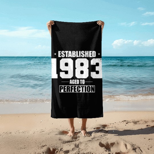 40th birthday vintage 1983 established 1983 Beach Towels