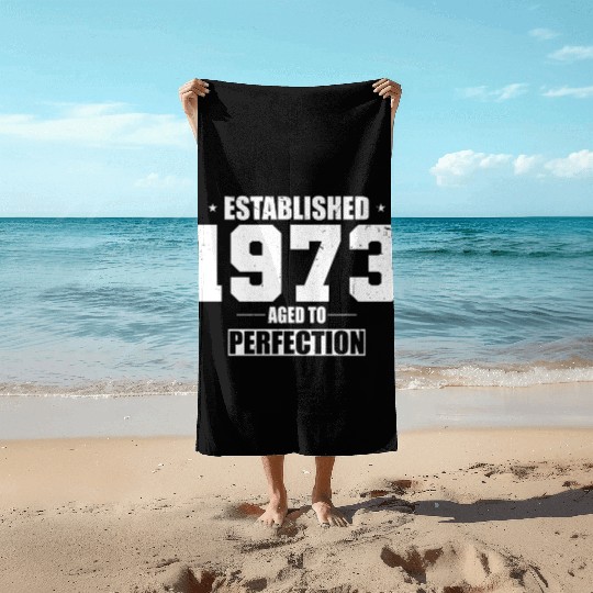 50th birthday vintage 1973 established 1973 Beach Towels