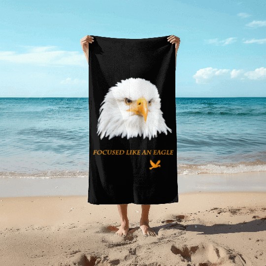 Bald Eagle Gift Idea Focussed like an Eagle Photo Beach Towels