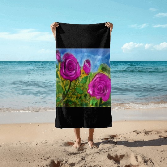 Hand Painted Roses Beach Towels Beach Towels Mugs Tote Bags