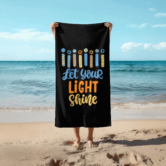 Funny Hanukkah Let Your Light Shine Menorah Adults Beach Towels