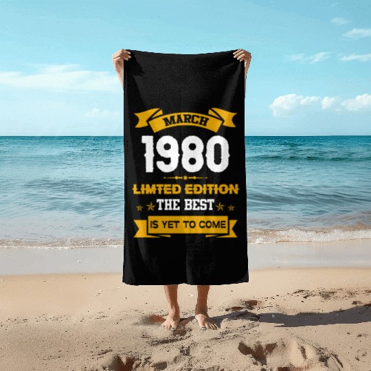 March 1980 Birthday Surprise Beach Towels