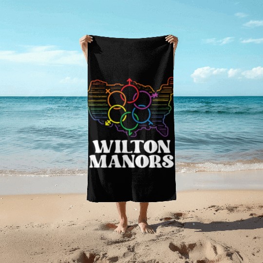 Wilton Manors Pride Flag Pride Month LGBTQ Flag Beach Towels