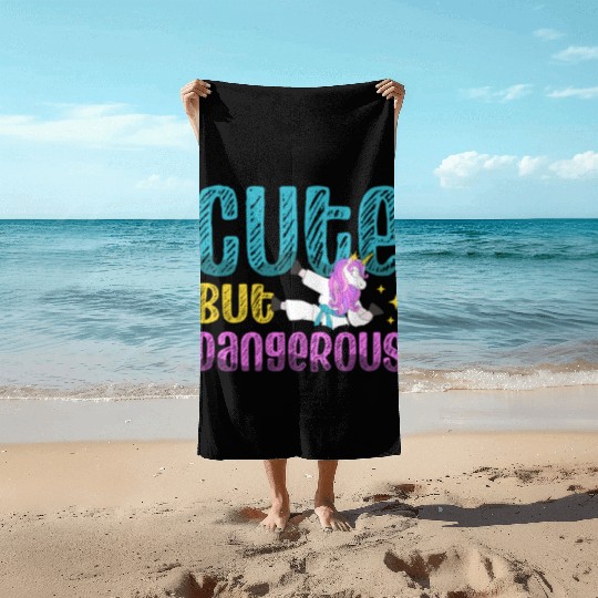 Cute But Dangerous Karate Coach Unicorn Lover Beach Towels